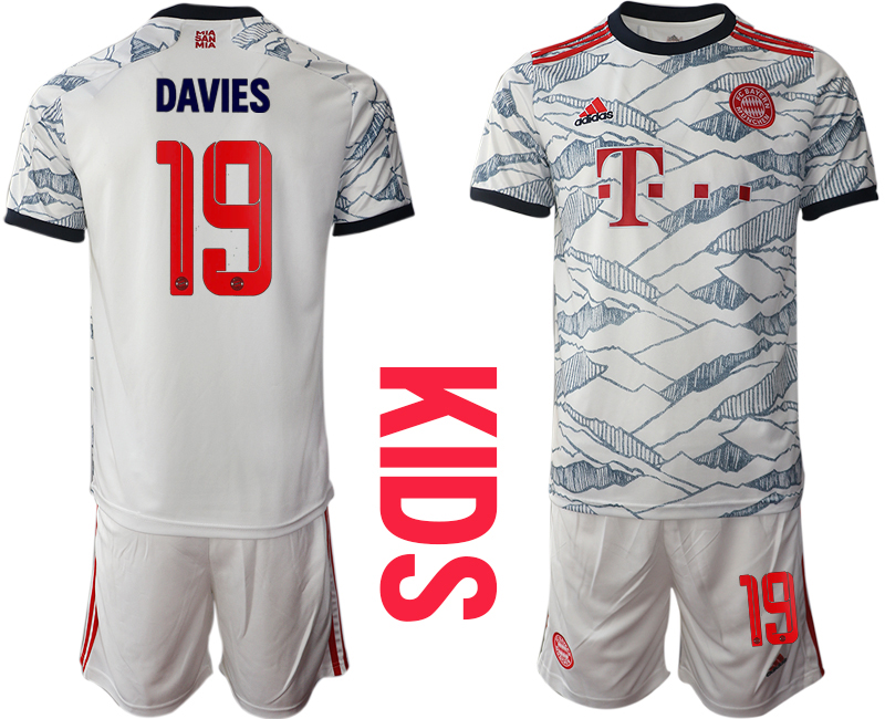 Youth 2021-2022 Club Bayern Munich Second away white #19 Soccer Jersey